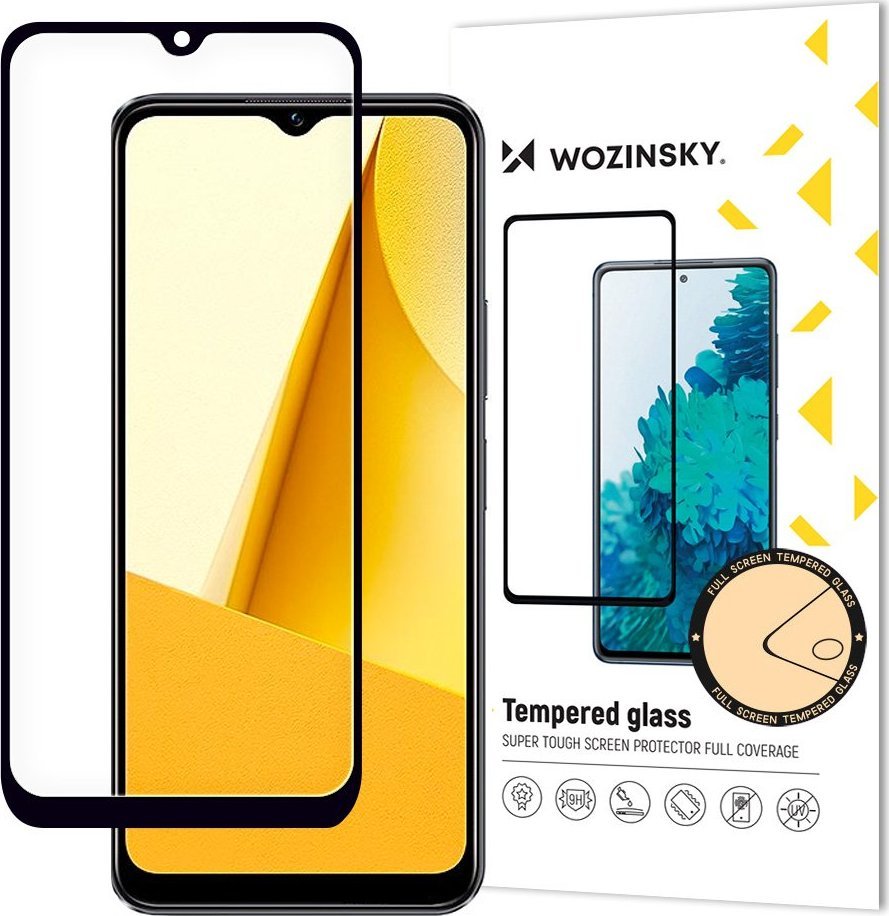 Qelq mbrojtës Wozinsky për Vivo Y16 Y02s, xham i temperuar, kornizë e zezë