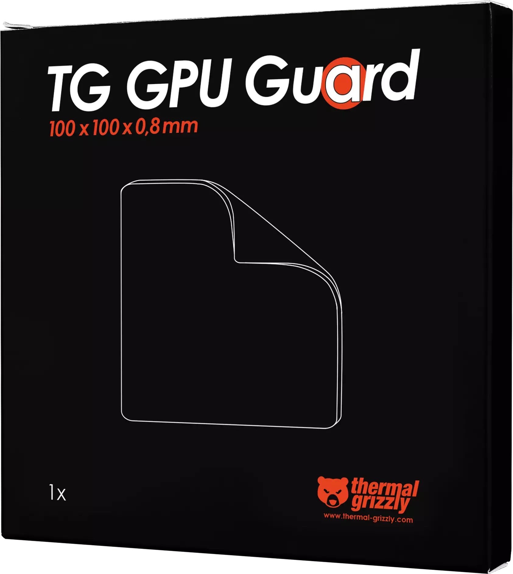 Garniturë shkumë për GPU Thermal Grizzly TG GPU Guard, 100 × 100 × 0.8 mm, shumë e kompresueshme, e zezë