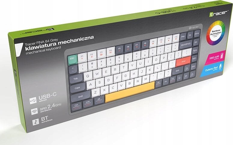 Tastierë TRACER FINA 84, mekanike Outemu Red, RGB, gri