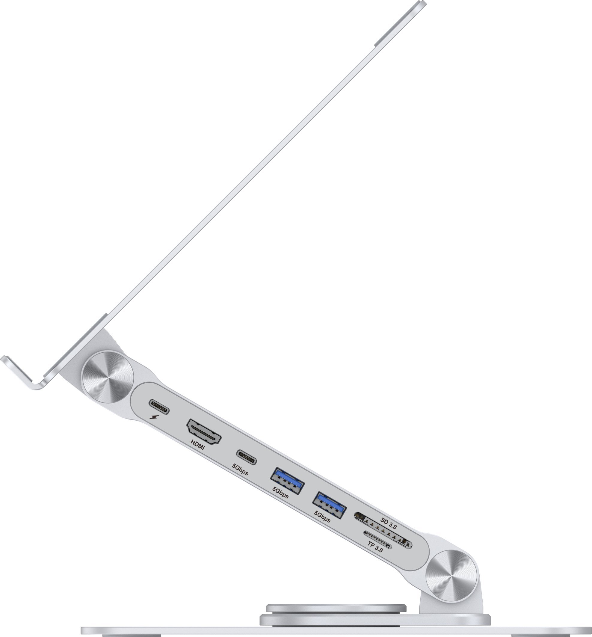 Qëndrim laptopi Conceptronic DONN27G, docking 7 në 1, rrotullim 360°, i hirët