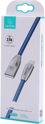 Kabllo Usams USB-A në Lightning, 1.2m, e kaltër
