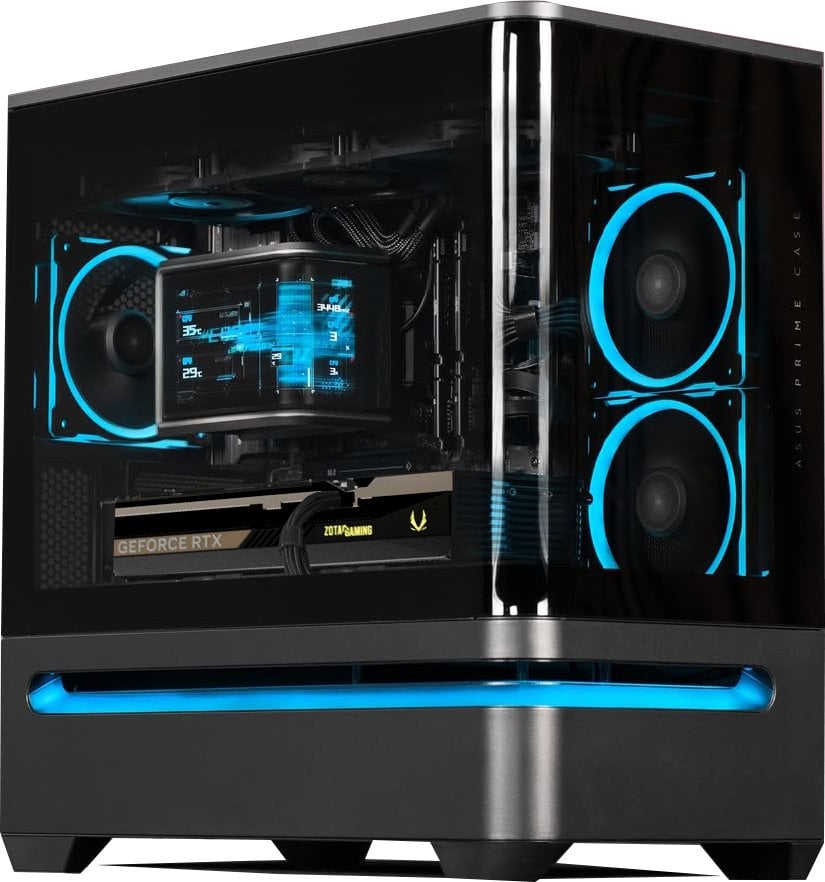 Kуќиште за компјутер ASUS PRIME AP202 ARGB, MIDI Tower mATX, закривено стакло, црна