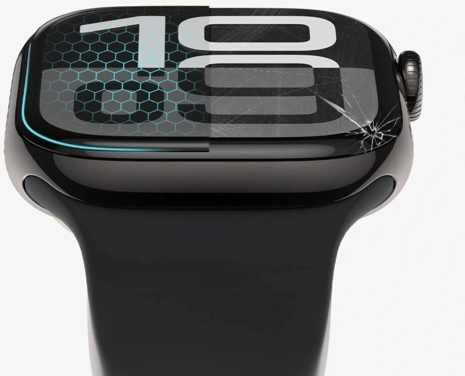 Xham hibrid për orë Apple Tech-Protect Glass Flex+, 40mm, 2 copë, me kornizë të zezë