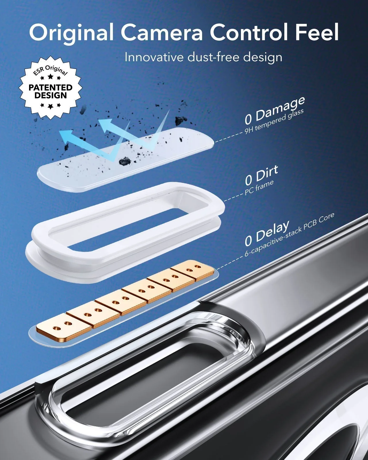 Mbrojtëse ESR HaloLock Classic Hybrid- Camera Control për iPhone 16 Pro Max, e zezë/ transparente