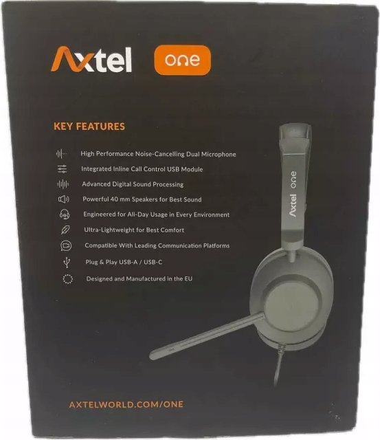 Kufje Axtel Office, me mikrofon, kabllo 3.5 mm dhe USB A, të zeza
