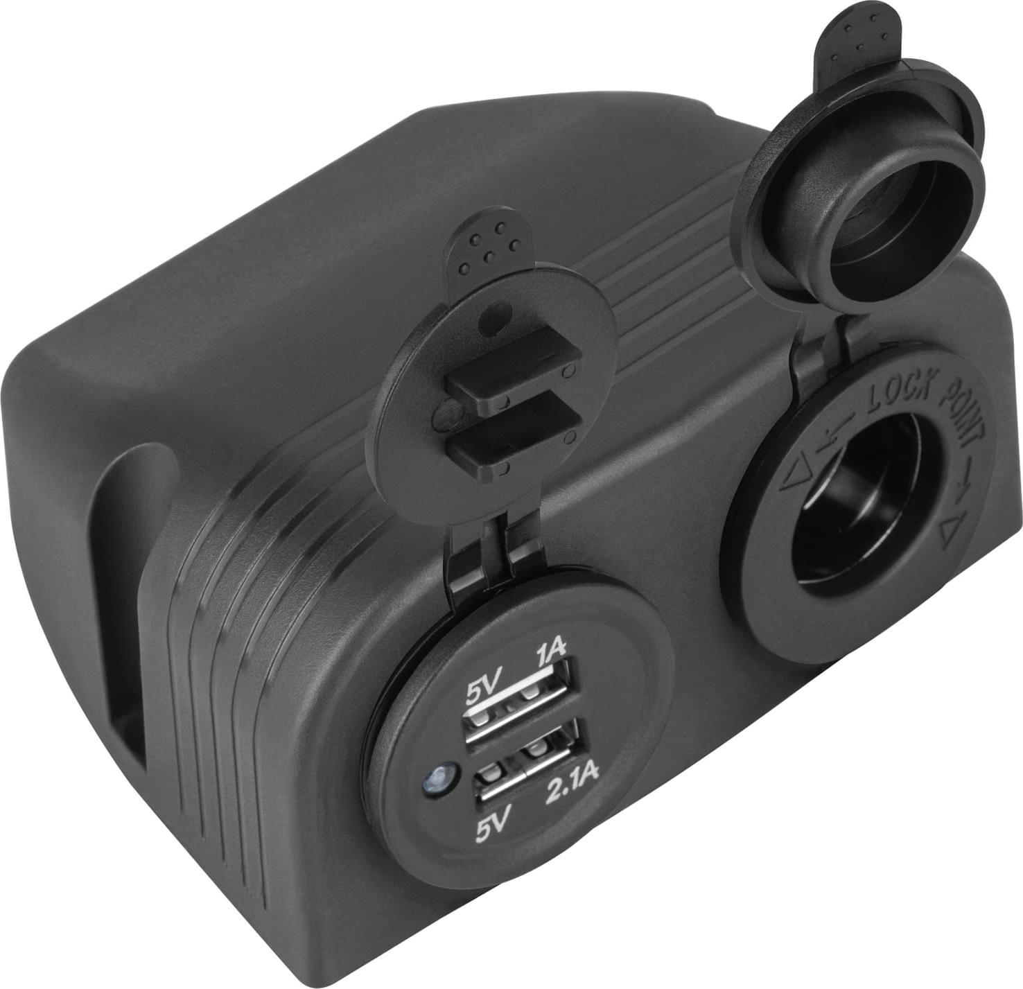 Karikues veture PeiYing, 2x USB 3.1A, prizë çakmaku, i zi