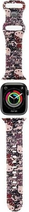 Rríp për Apple Watch Hello Kitty Pattern Print, silikon, Series 1 8 SE, rozë