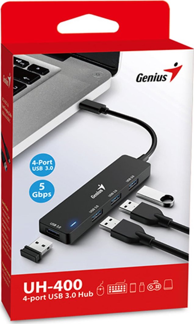 Genius USB конвертор, USB 3.0, UH-400, црна