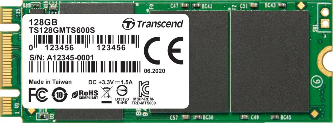 Disk SSD Transcend MTS600S, 128GB, M.2 2260 SATA III