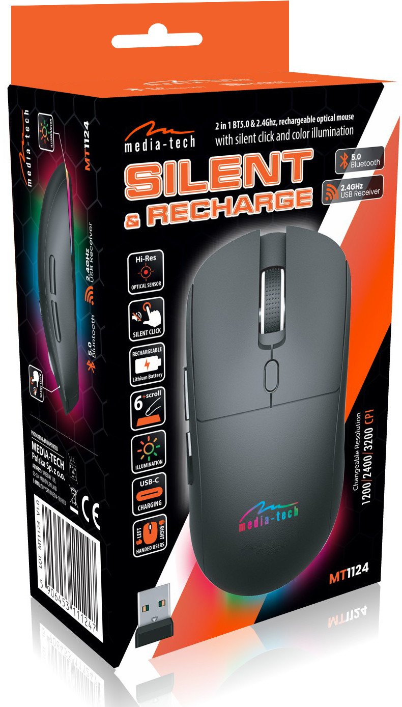 Maus wireless Media-Tech MT1124, dual BT RF, silent, i zi
