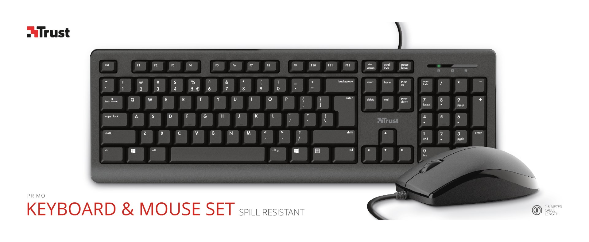 Set tastierë dhe maus Trust Primo, i zi