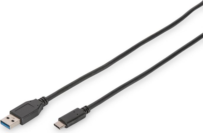 Kabllo Digitus USB-A në USB-C, 1m, e zezë