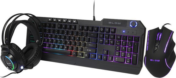 Set gaming BLOW CYBERGOD, tastierë me LED, maus ergonomik, kufje me mikrofon, e zezë