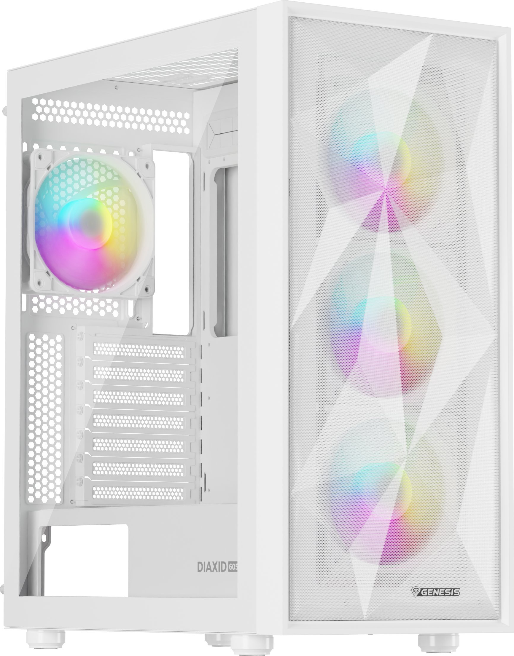 Kuti PC Genesis Diaxid 605 ARGB, ATX, 4x120mm fan, e bardhë