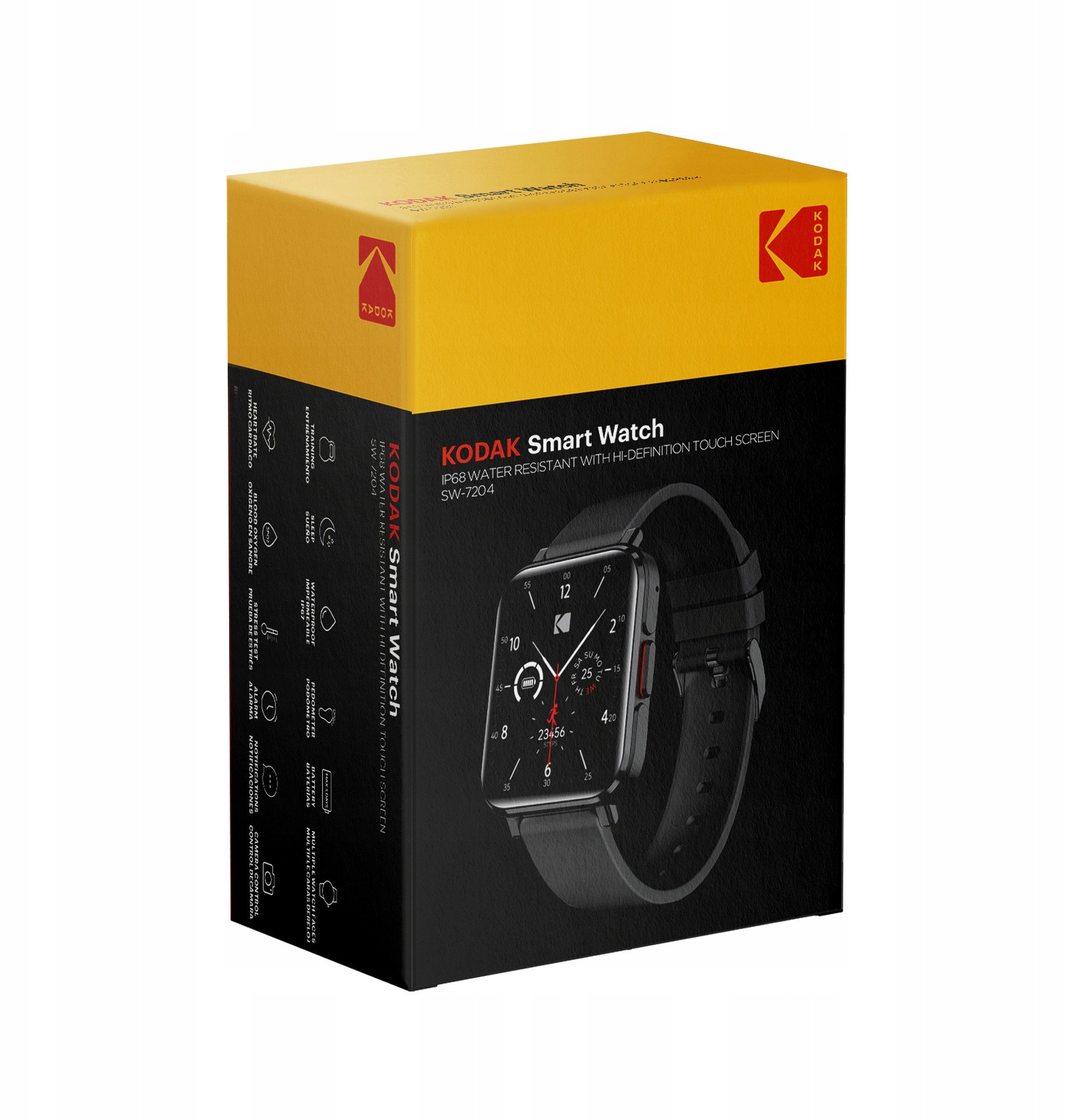 Паметен часовник Kodak SW-7204, 1.28\" Full Touch HD, Bluetooth повик, песочно сребрен со темен ремен