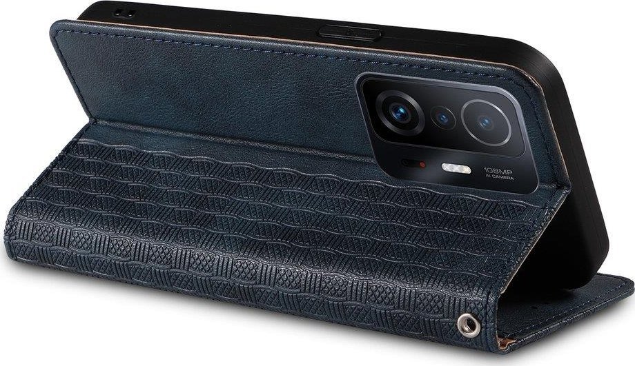 Këllëf portofol Hurtel Magnet Strap Case për Xiaomi Redmi Note 11 Pro, me mini varëse, blu