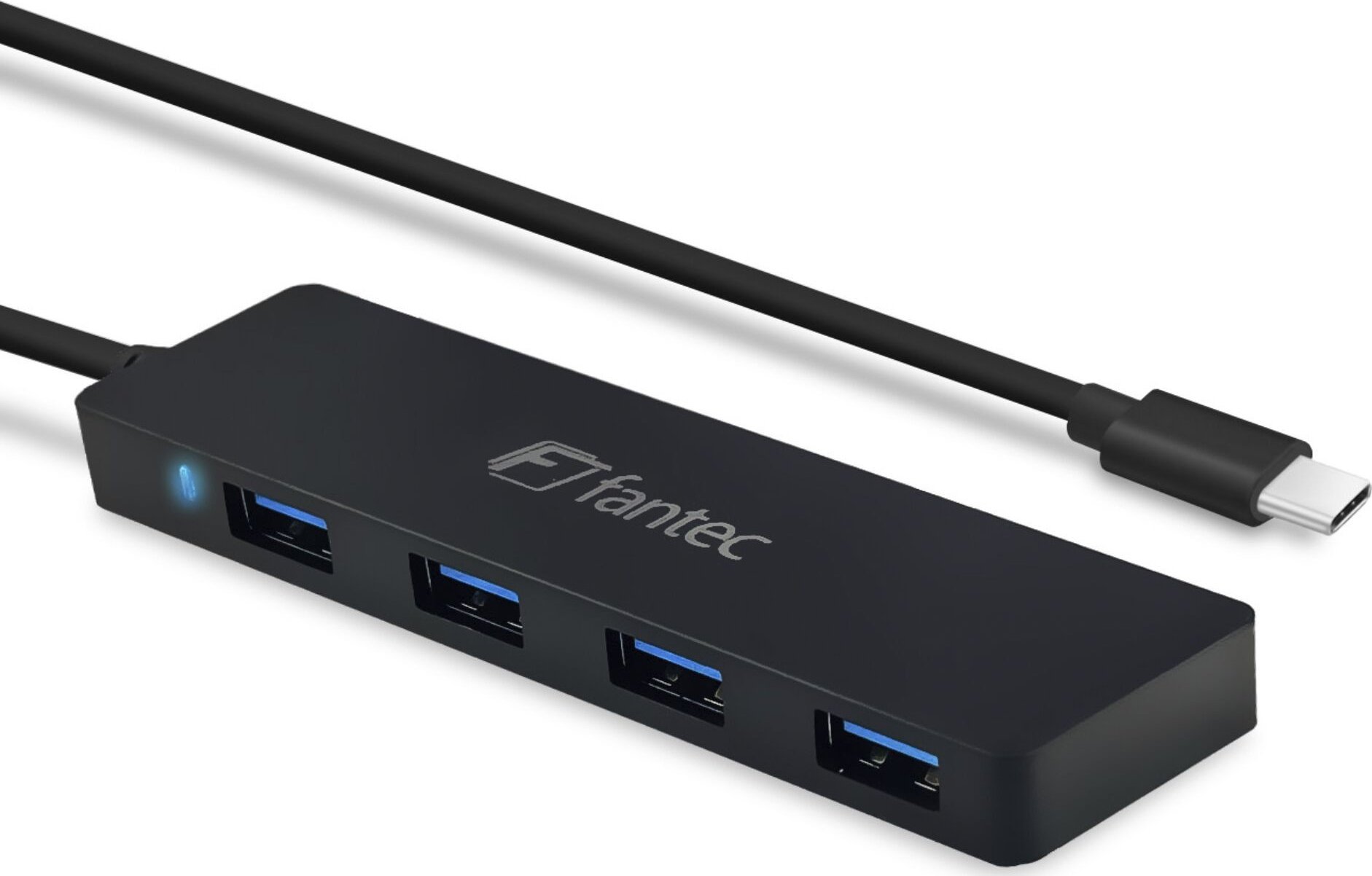 USB хаб Fantec UMP-4U31-C, USB C, 4x USB A 3.0, црн