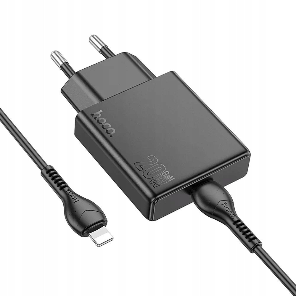 Karikues muri Hoco N37 Slim, 30W PD QC, kabllo USB C në Lightning 1m, i zi