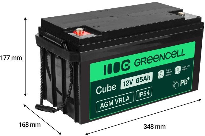 Bateri AGM Green Cell 12V 65Ah, VRLA, pa mirëmbajtje