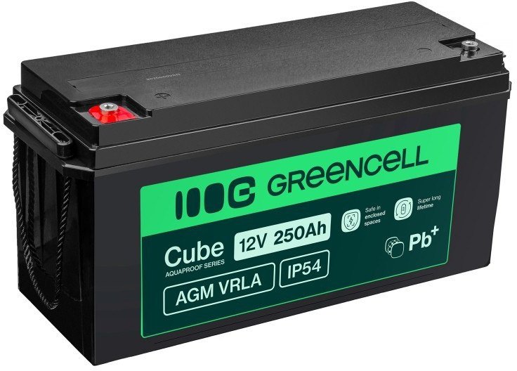 Bateri AGM Green Cell Cube, 12V, 250Ah, IP54
