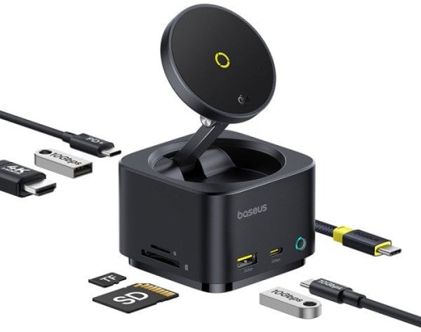 USB Ц хаб Базеус 7 во 1, HDMI 4K 60Hz, PD 100W, сива