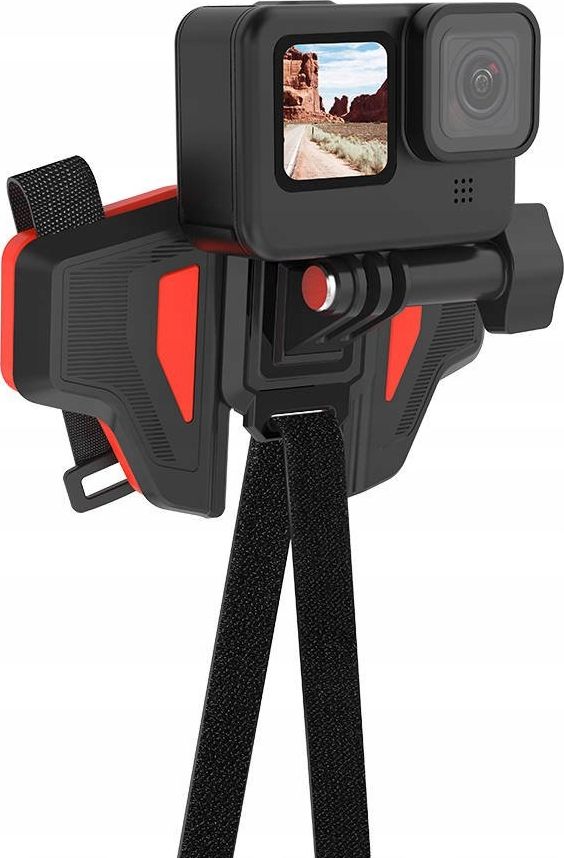 Mbajtëse për helmetë motoçiklete Telesin, për GoPro dhe kamera aksion, rrotullim 180°, e zezë