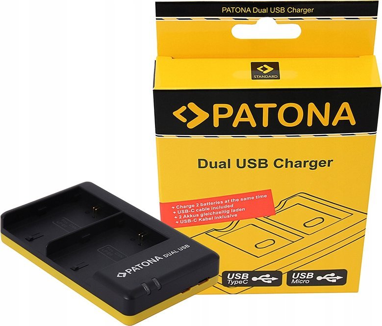 Karikues baterish PATONA Photo Dual Quick, për Sony NP-FW50, USB, i zi