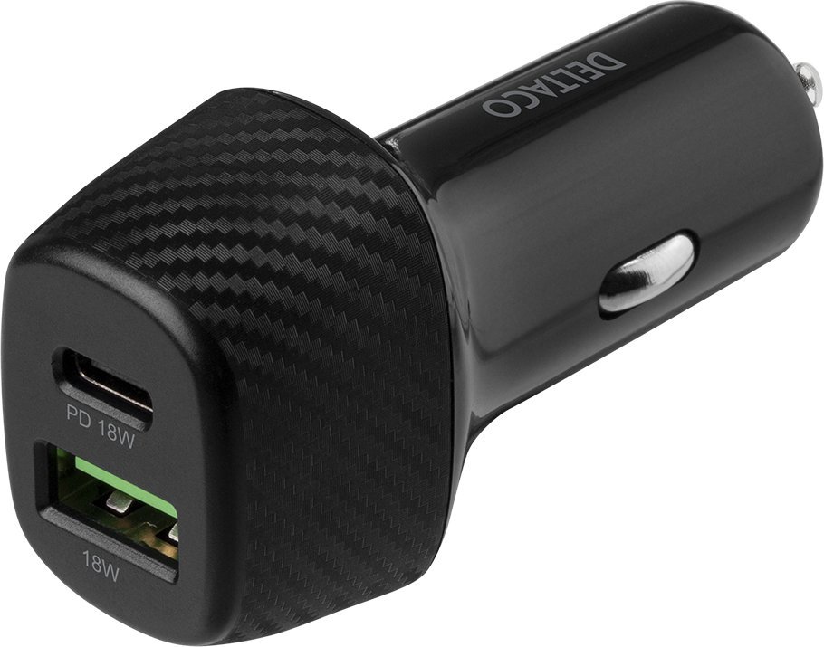 Karikues veture DELTACO, USB C PD 18W, 1x USB, i zi