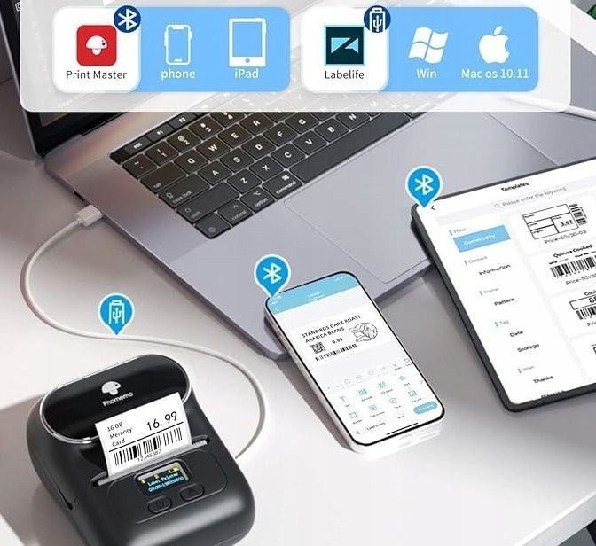 Printer etiketash Phomemo M110, termik, Bluetooth, i bardhë