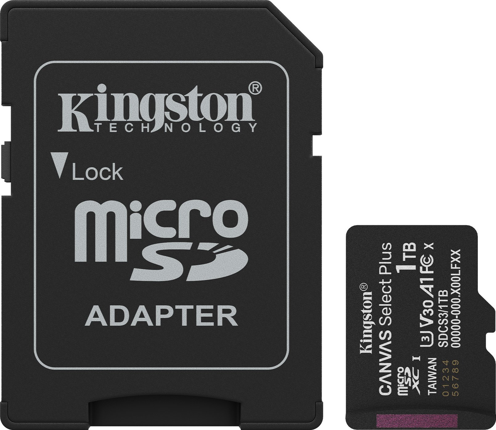 Kartë memorike Kingston Canvas Select Plus Gen3, 1TB, MicroSDXC A1 150MB/s, me adapter