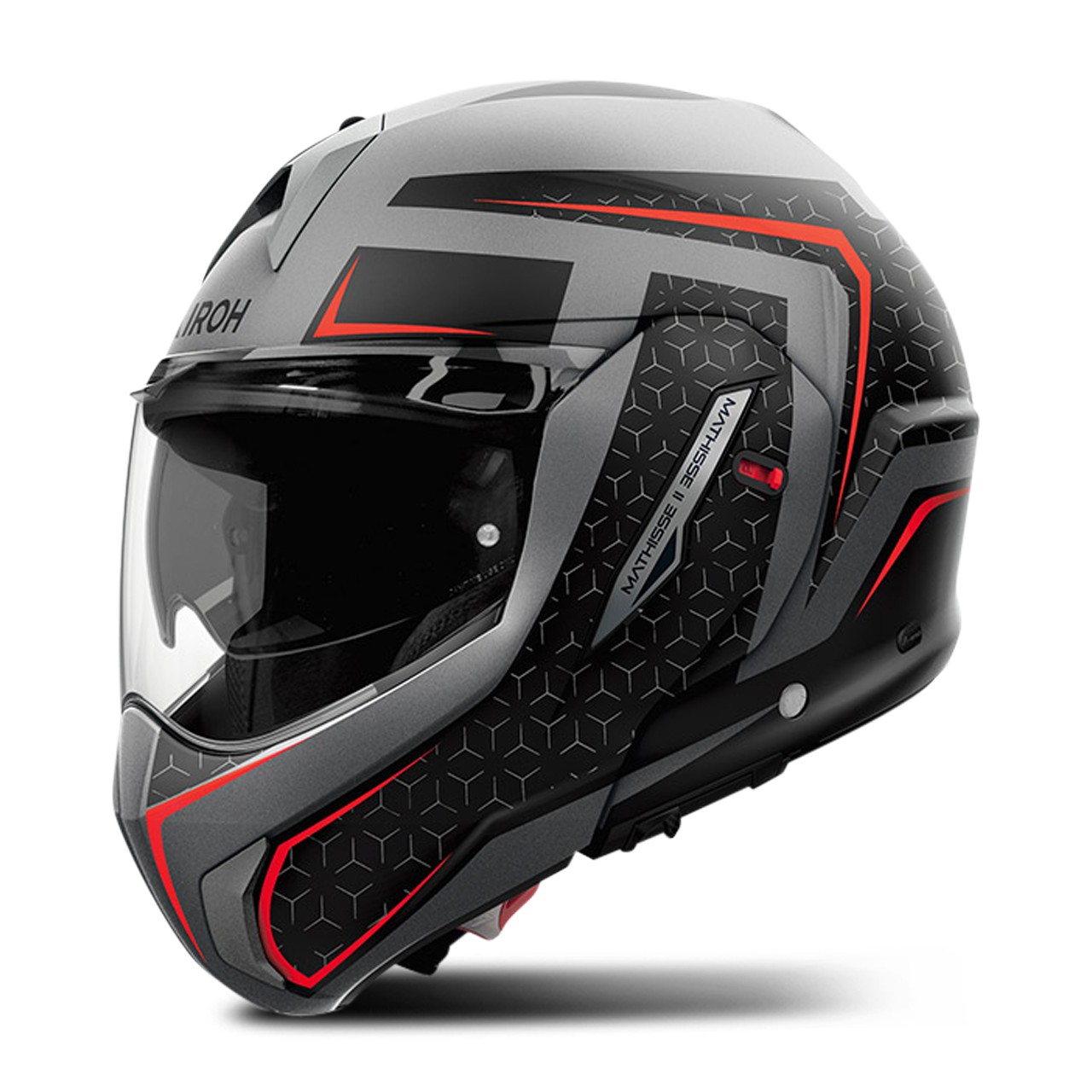 Мото кацига Airoh Mathisse II Magnet, термопластика HRT, ECE 22.06, црно сиво црвено XS