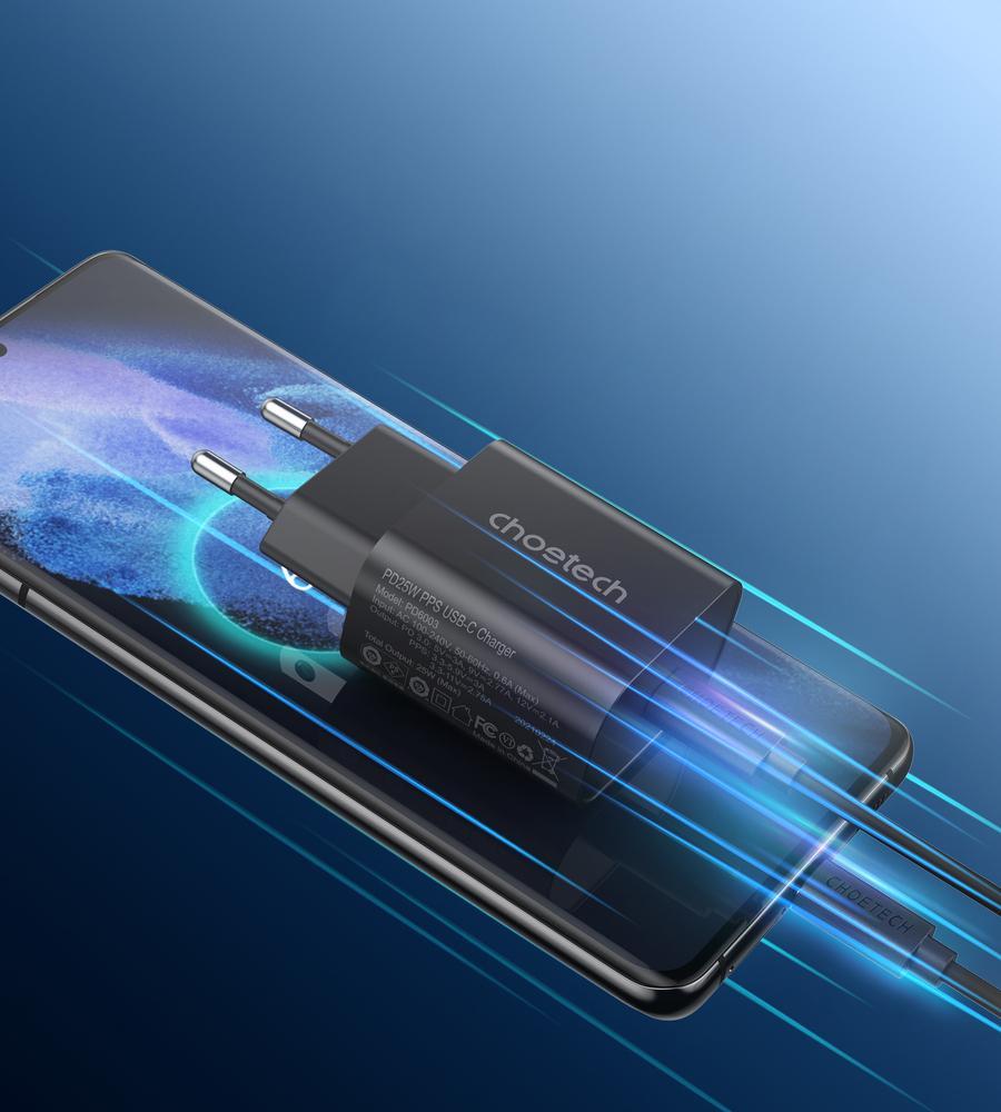Ngarkues muri ChoeTech USB C PD PPS, 25W, Quick Charge 3.0, i zi