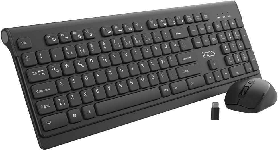 Set tastierë dhe mi Inca IWS-519, RF wireless, QWERTY turke, i zi
