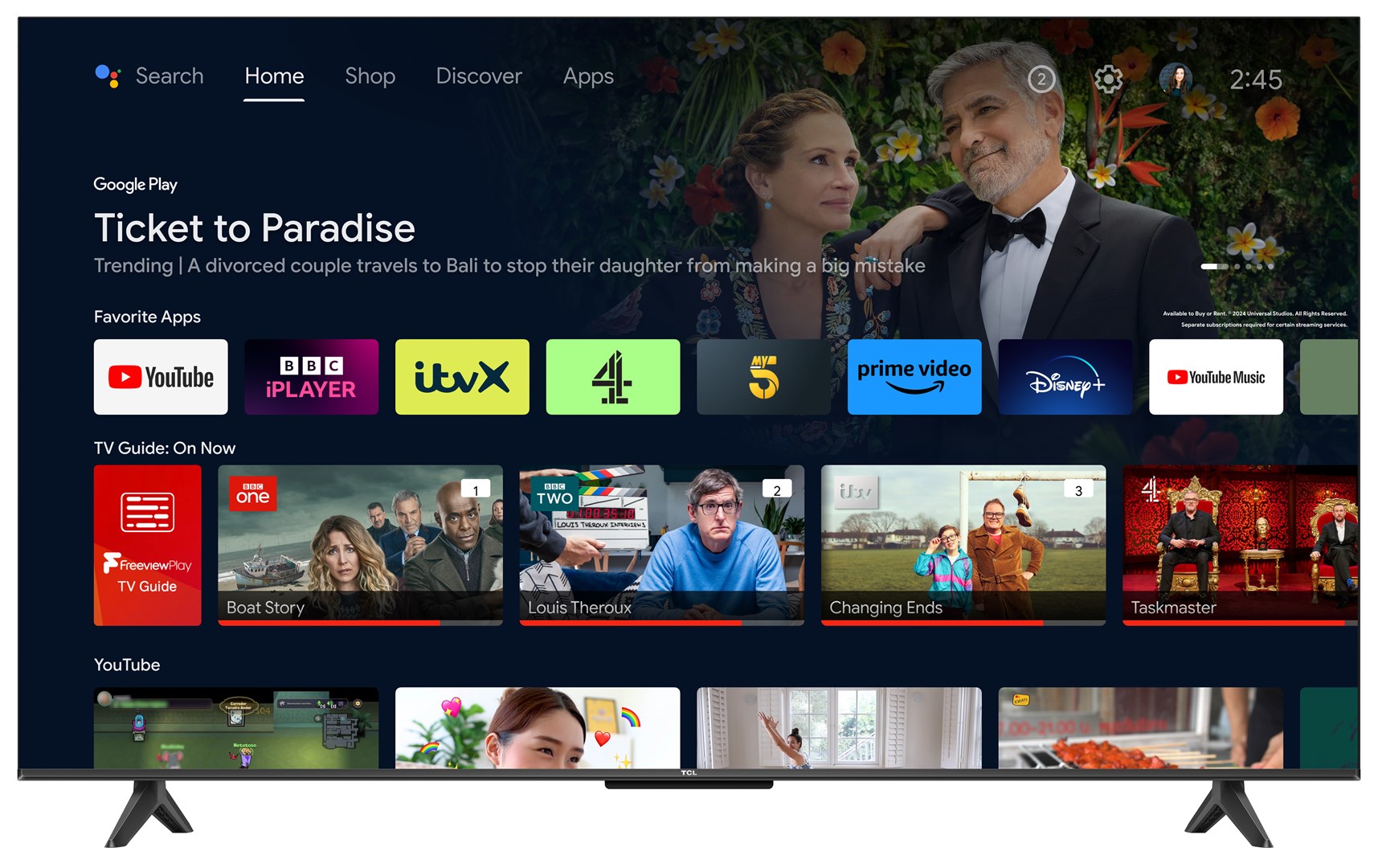 TCL телевизор 55V6K, LED, 55", 4K Ultra HD, Google телевизор, црн