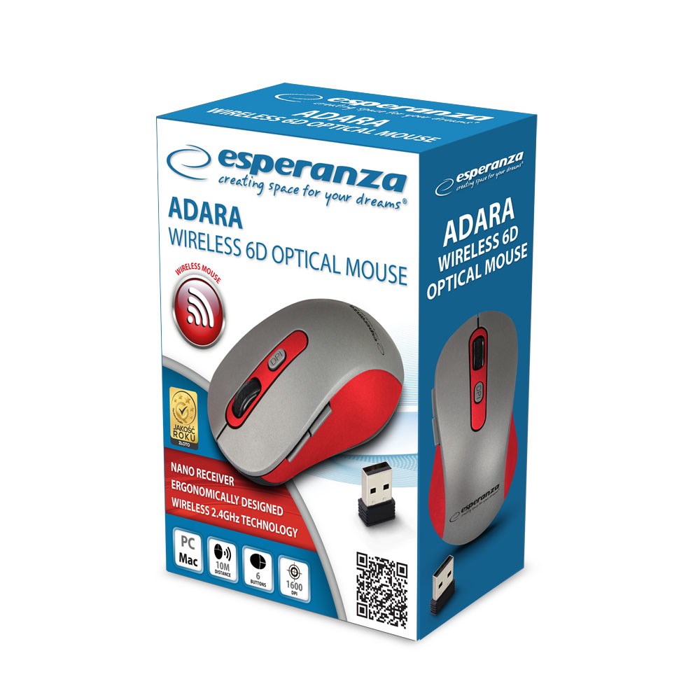 Maus Esperanza EM131R, RF Wireless, i hirtë
