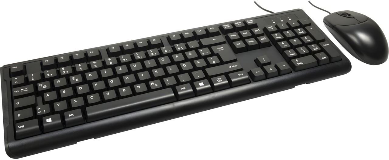 Сет тастатура и глушец Интер‑Тек KB-102DE, со кабел, 1000 dpi, црн