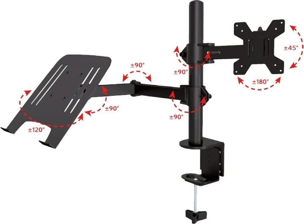 Mbajtëse tavoline Techly ICA LCD 174NB, për monitor 13-32", raft laptopi 12-17", e zezë