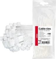 Lidhëse kabllosh AMiO 04306, 2.5×150mm, set 100 copë, të bardha