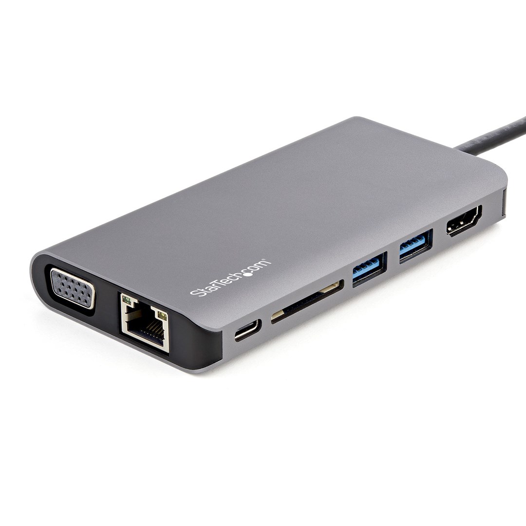 Përshtatës shumëportësh Startech, USB-C, HDMI/VGA, 100W, i hirtë