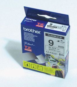 Shirit ngjitës për kabllo Brother TZE-FX221, e zezë/bardhë 
