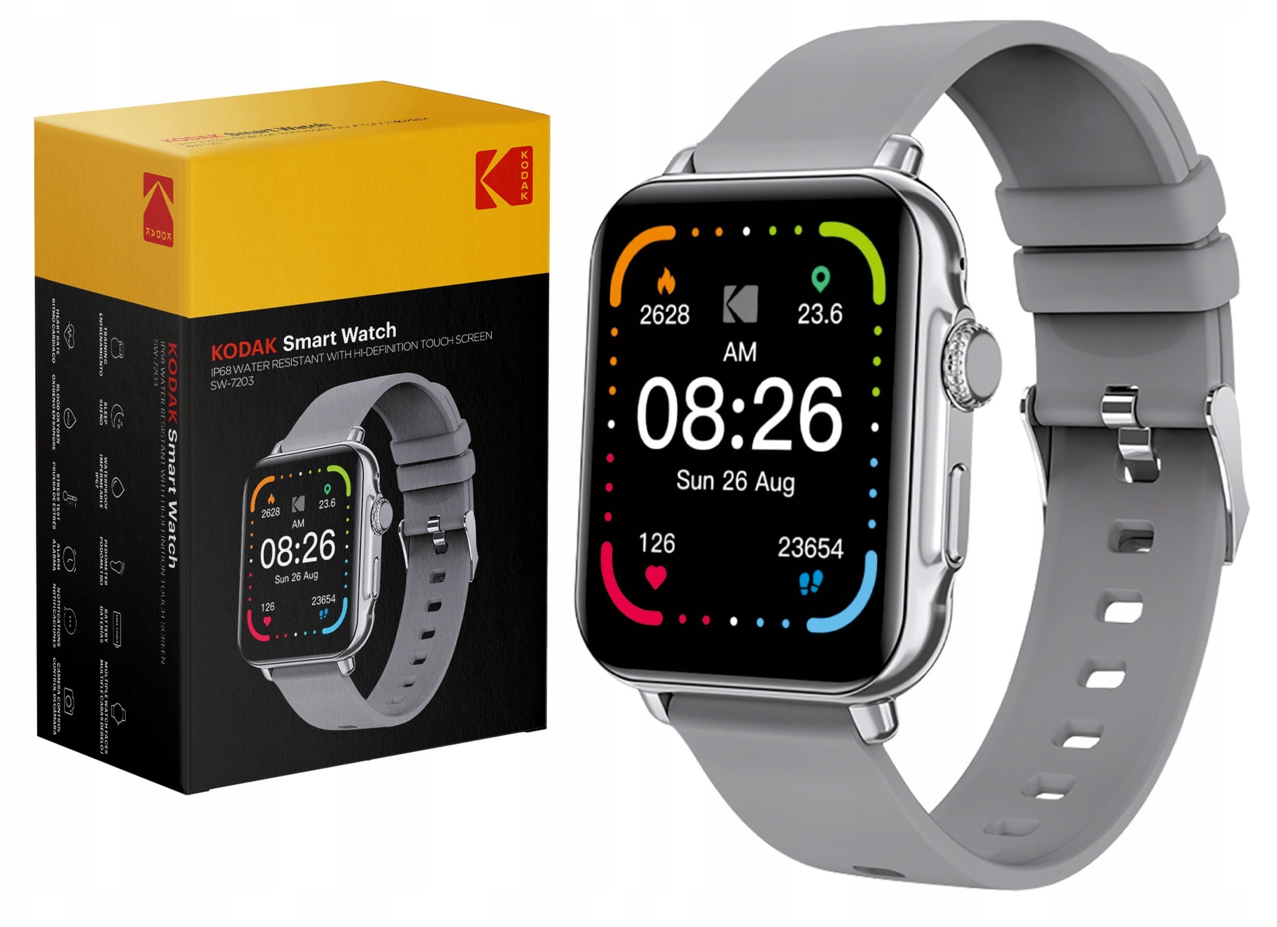 Ora inteligjente Kodak SW-7203, smartwatch, e zezë