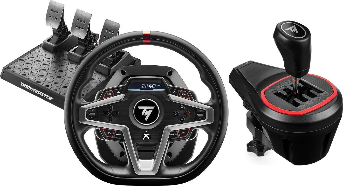 Timoni lojërash Thrustmaster T248 me pedale dhe TH8S Shifter, Xbox Series X S Xbox One PC, i zi