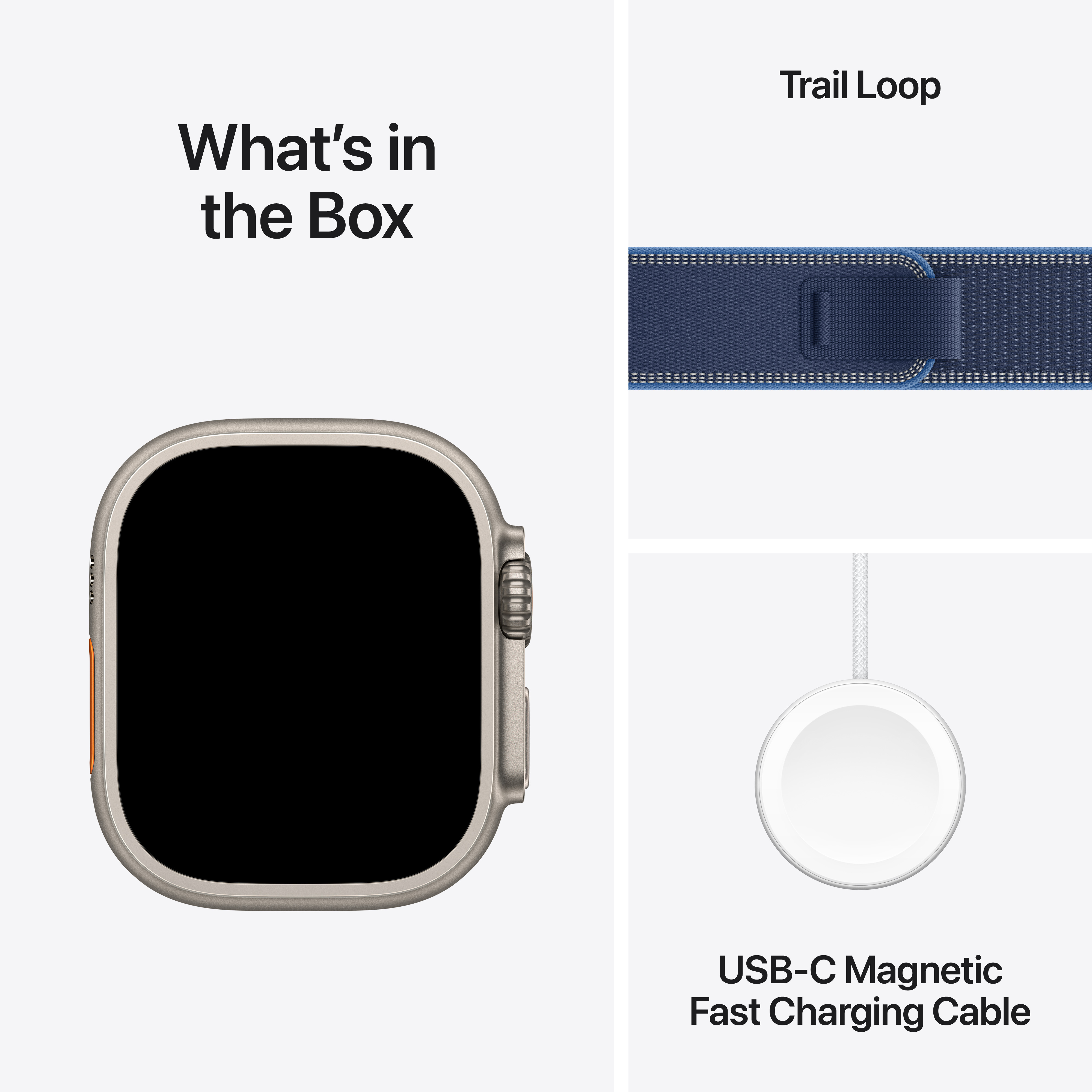 Apple Watch Ultra 3 Cellular 49mm Natural Titanium Case with Blue/Bright Blue Trail Loop, M/L