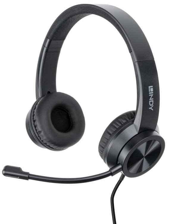 Kufje zyre Lindy USB C Office, me mikrofon, me kabllo, të zeza