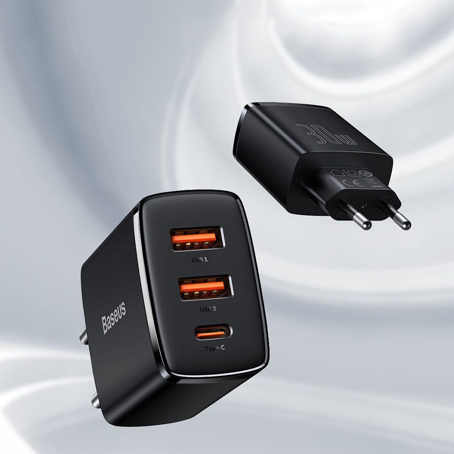 Полнач Baseus CCXJ-E02 со 2x USB-A и 1x USB-C, 3A, бел