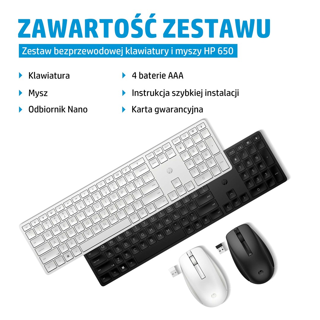 Set tastierë dhe maus HP 650, Wireless, i zi