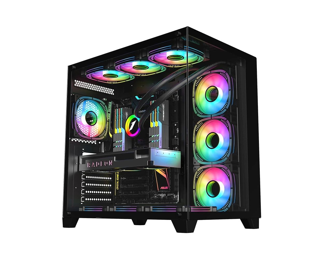 Kasa kompjuteri 1stPlayer MEGAVIEW MV8, ATX Middle Tower, xham i temperuar, e zezë