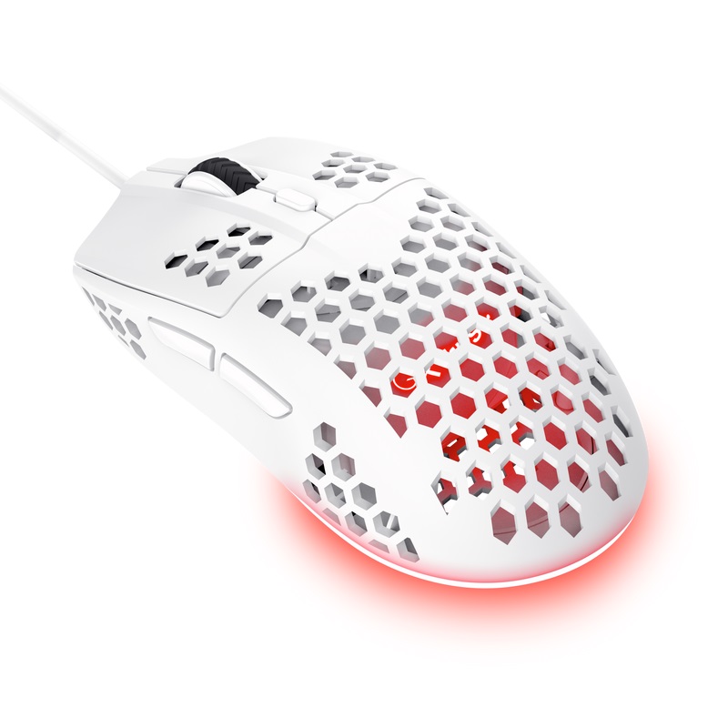 Maus Trust Gaming GXT 928W Helox, 6400 DPI, i bardhë