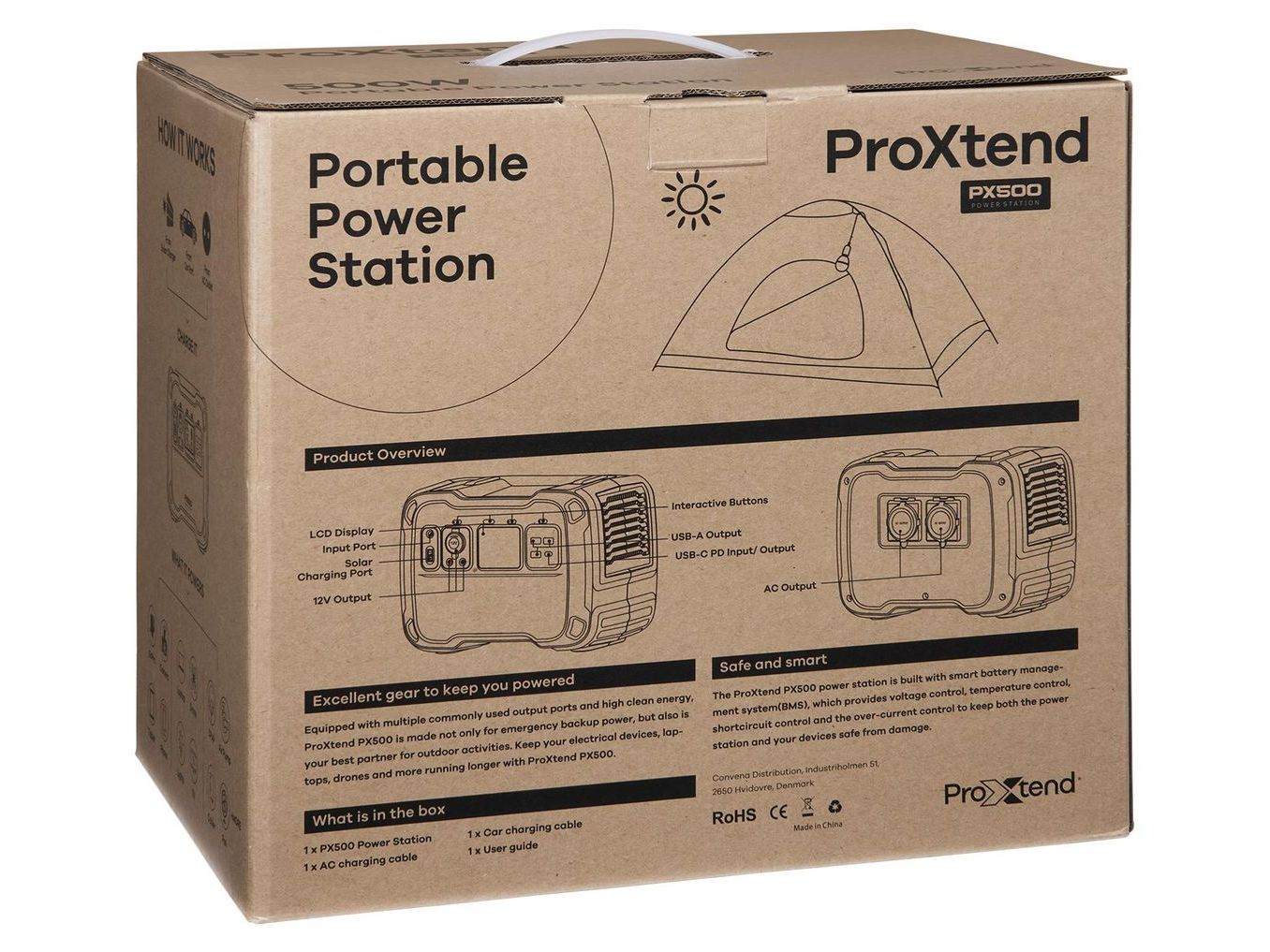Stacion portativ energjie ProXtend PX-500WPS, 500W, 614Wh, i zi