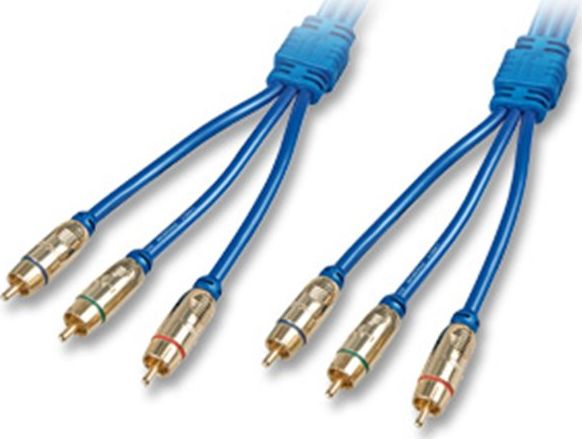 Kabllo Lindy RCA (Cinch) x3 - RCA (Cinch) x3, 0.5m, e kaltër